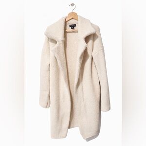 Rachel Zoe Cream Teddy Sherpa Coat Open Front Cozy Jacket